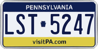 PA license plate LST5247