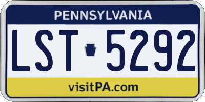 PA license plate LST5292