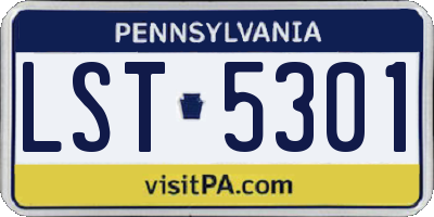 PA license plate LST5301