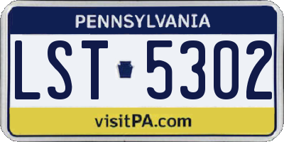 PA license plate LST5302
