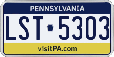 PA license plate LST5303