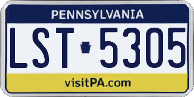 PA license plate LST5305