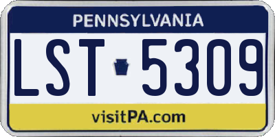PA license plate LST5309