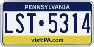 PA license plate LST5314