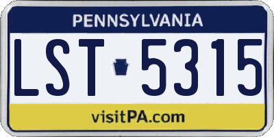 PA license plate LST5315