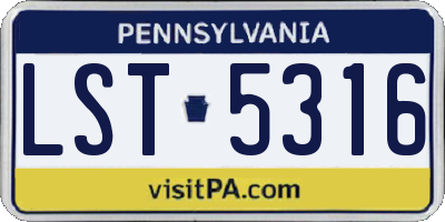 PA license plate LST5316