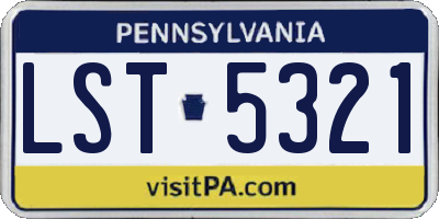 PA license plate LST5321