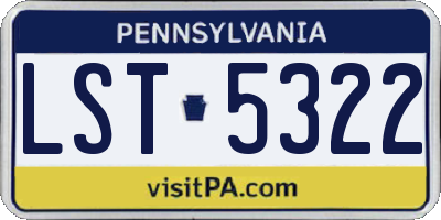 PA license plate LST5322