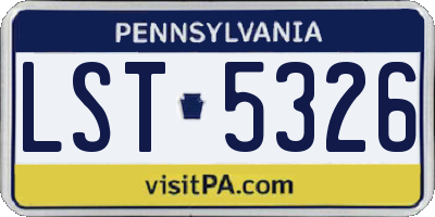 PA license plate LST5326