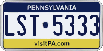 PA license plate LST5333