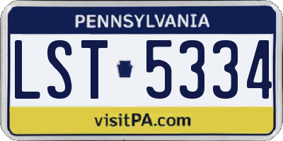 PA license plate LST5334