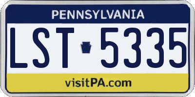 PA license plate LST5335