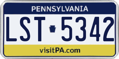 PA license plate LST5342