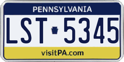 PA license plate LST5345