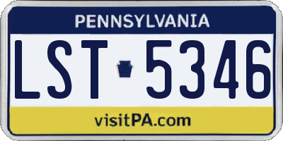 PA license plate LST5346