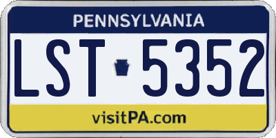 PA license plate LST5352