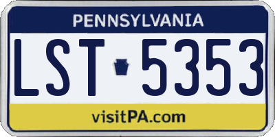 PA license plate LST5353