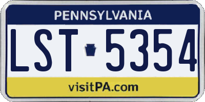 PA license plate LST5354