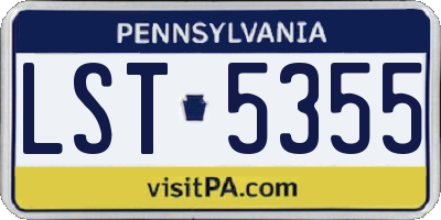 PA license plate LST5355