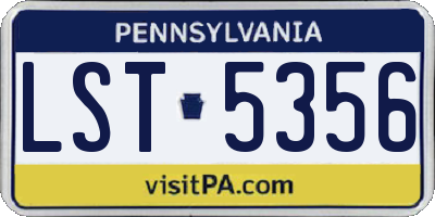 PA license plate LST5356