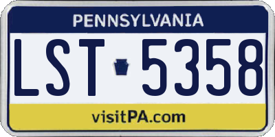 PA license plate LST5358