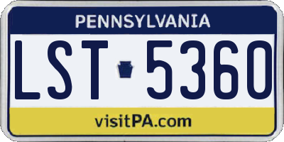 PA license plate LST5360