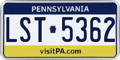 PA license plate LST5362
