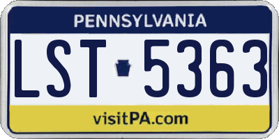 PA license plate LST5363