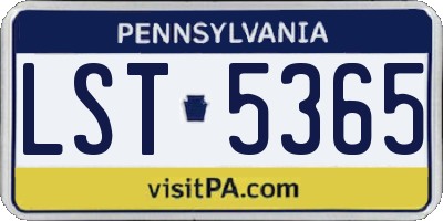 PA license plate LST5365