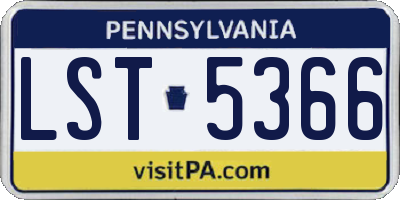 PA license plate LST5366