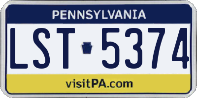 PA license plate LST5374