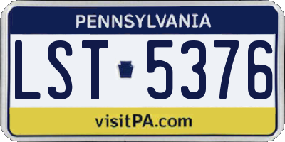 PA license plate LST5376