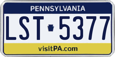 PA license plate LST5377