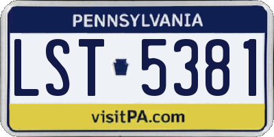 PA license plate LST5381