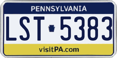 PA license plate LST5383
