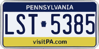 PA license plate LST5385