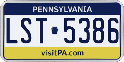 PA license plate LST5386