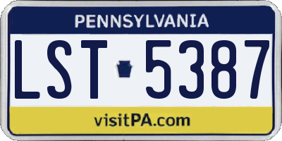 PA license plate LST5387