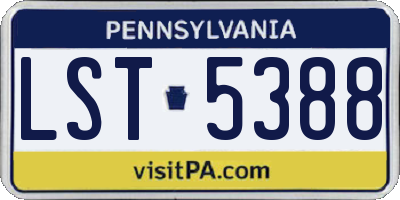 PA license plate LST5388