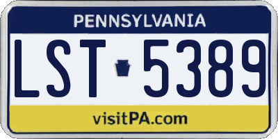 PA license plate LST5389