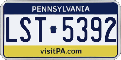 PA license plate LST5392