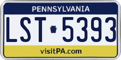 PA license plate LST5393