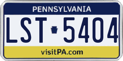 PA license plate LST5404