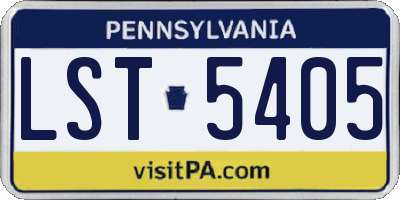 PA license plate LST5405