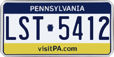 PA license plate LST5412