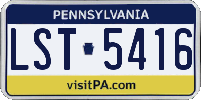 PA license plate LST5416