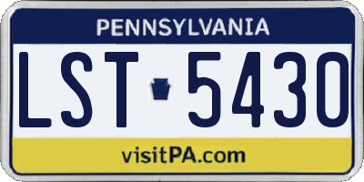 PA license plate LST5430