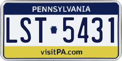 PA license plate LST5431