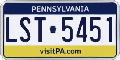 PA license plate LST5451