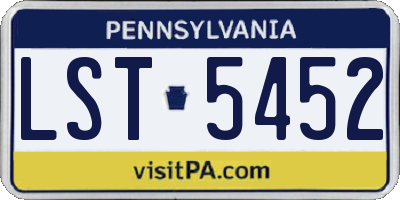 PA license plate LST5452
